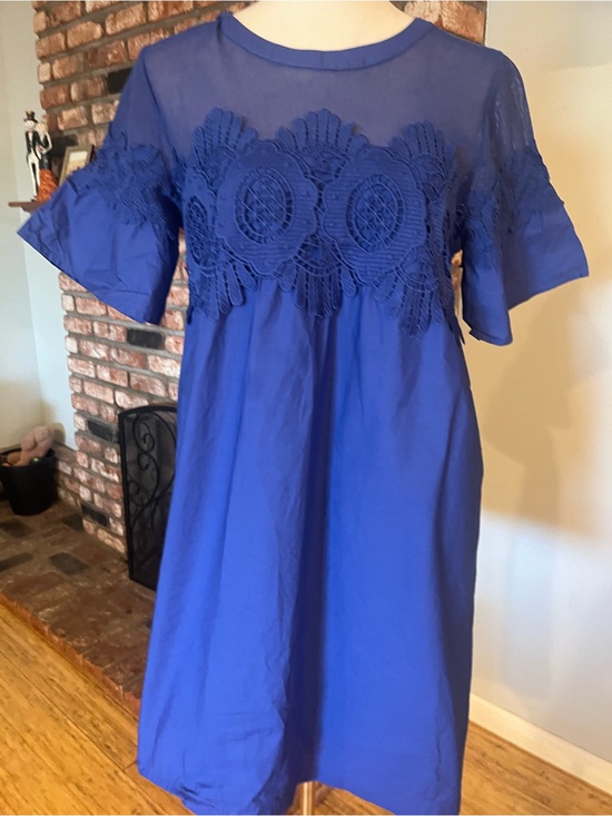 Anthropologie Dresses & Skirts - Anthropologie Royal Blue Crochet-Yoke Midi Dress